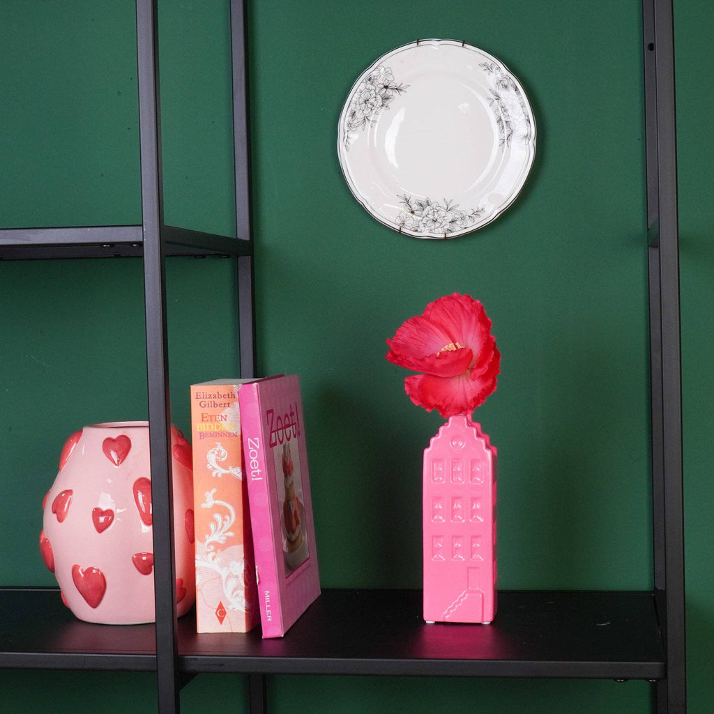 Vaso per fiori - Vaso decorativo - Ceramica - Rosa neon - 6x5,5x18 cm