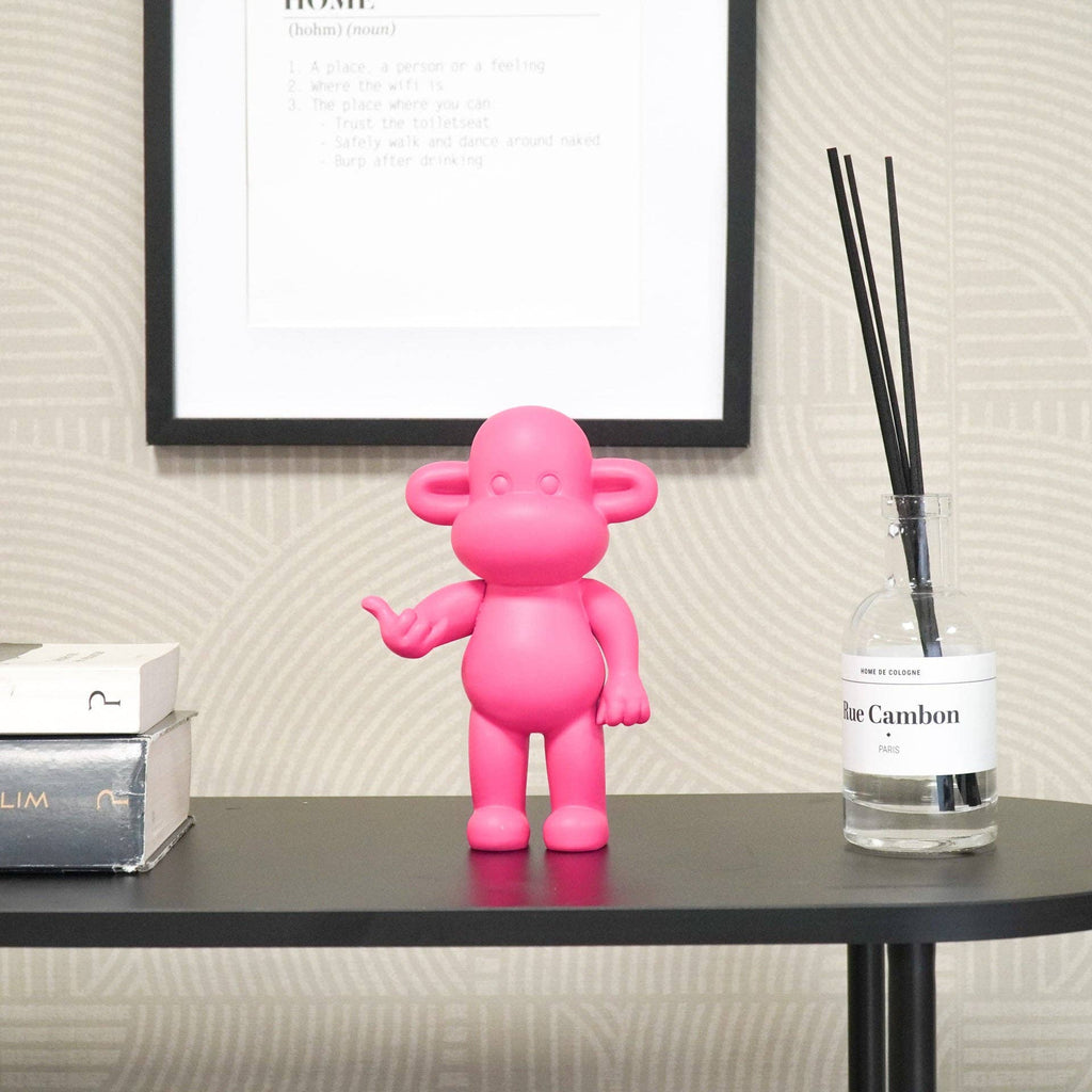 Ornamento - Statuetta Scimmia Hang Loose 'La Leggenda' - Rosa - 11x7x19cm
