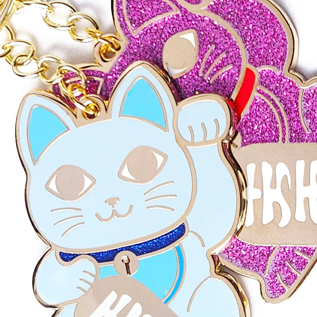 Portachiavi Gatto Fortunato Rosa Glitterato