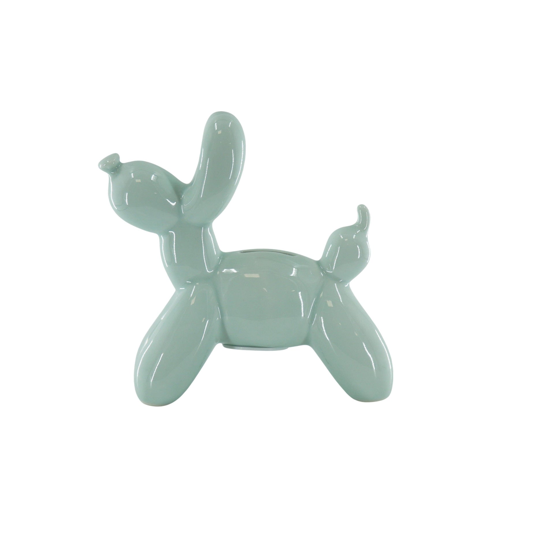 Ornamento - Salvadanaio Cane Palloncino - Verde menta - 17x7x17cm