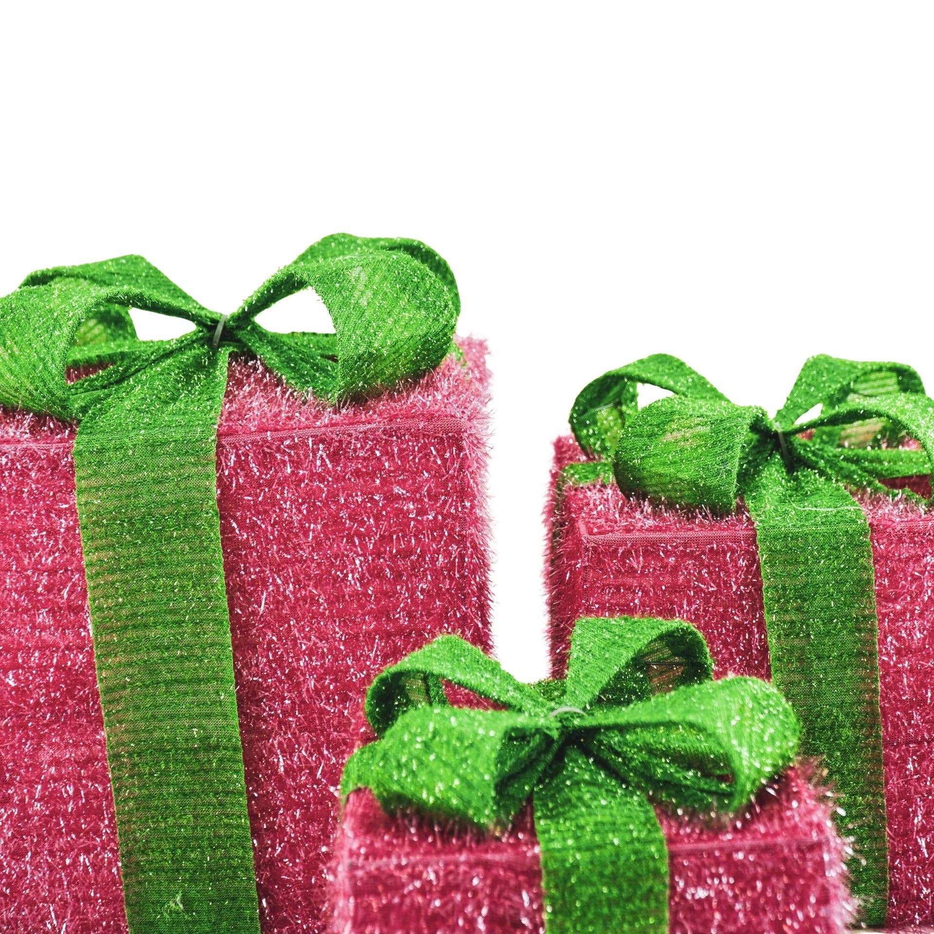 Regalo di Natale a LED - S3 - Polistirolo - Rosa/Verde - 15/20/25cm