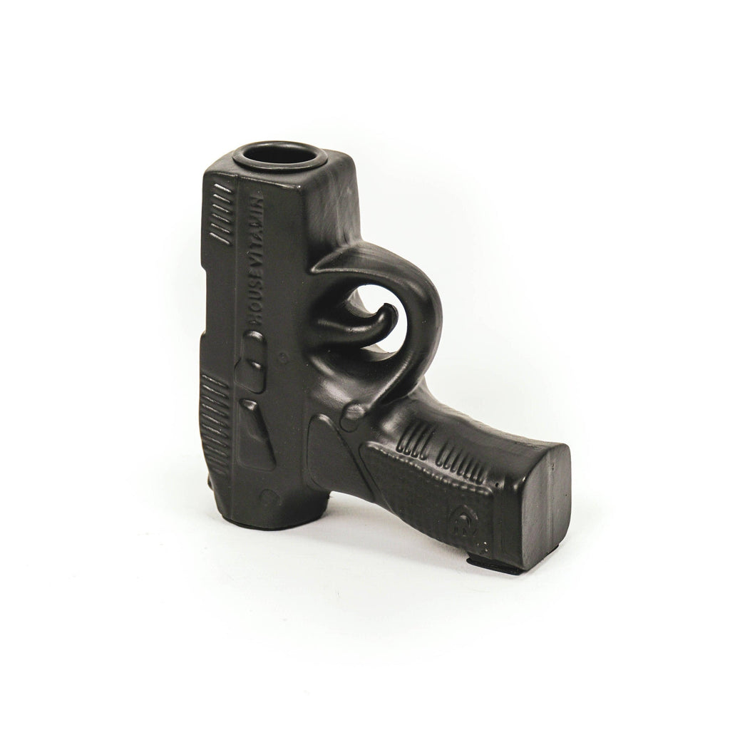 Portacandela - Pistola - Ceramica - Nero - 12x5x12cm