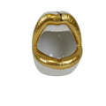 Pot, decoration, rim, ceramic, gold/white, 10 x 10 x 12 cm