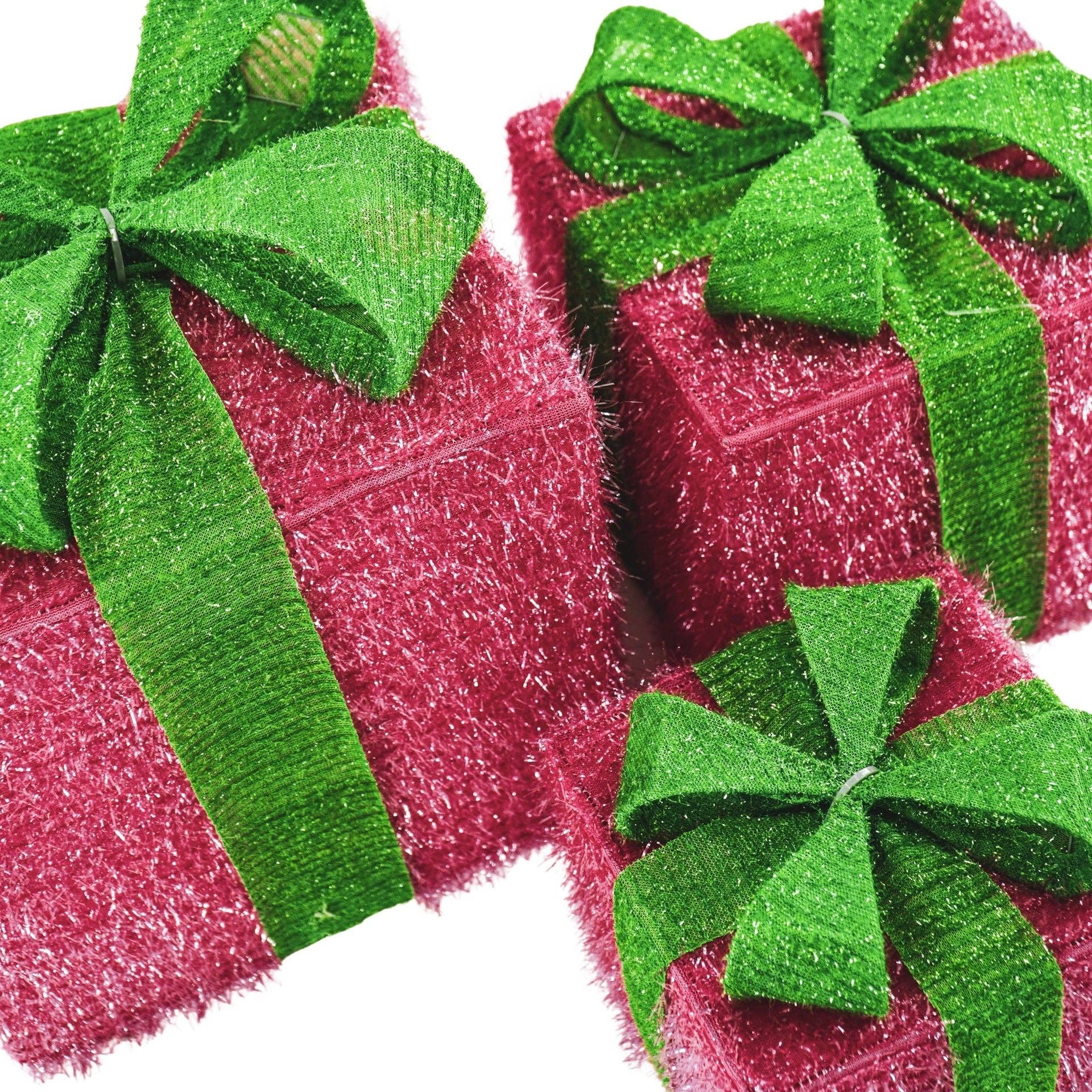 Regalo di Natale a LED - S3 - Polistirolo - Rosa/Verde - 15/20/25cm