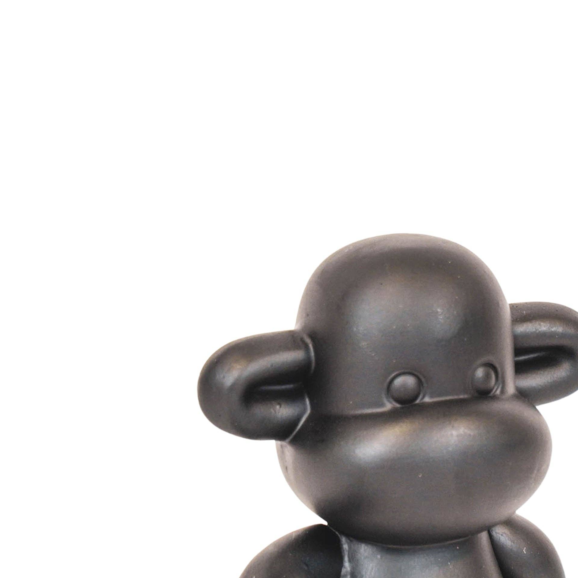 Ornamento - Statuetta Scimmia 'La Leggenda' - Poliresina - Nero - 20,5x13,5x35 cm