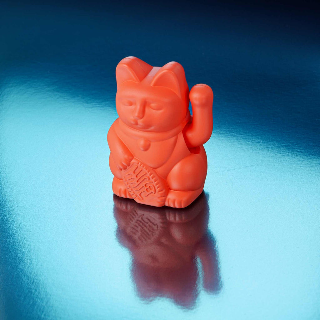 Mini Gatto Portafortuna Solare Arancione Neon