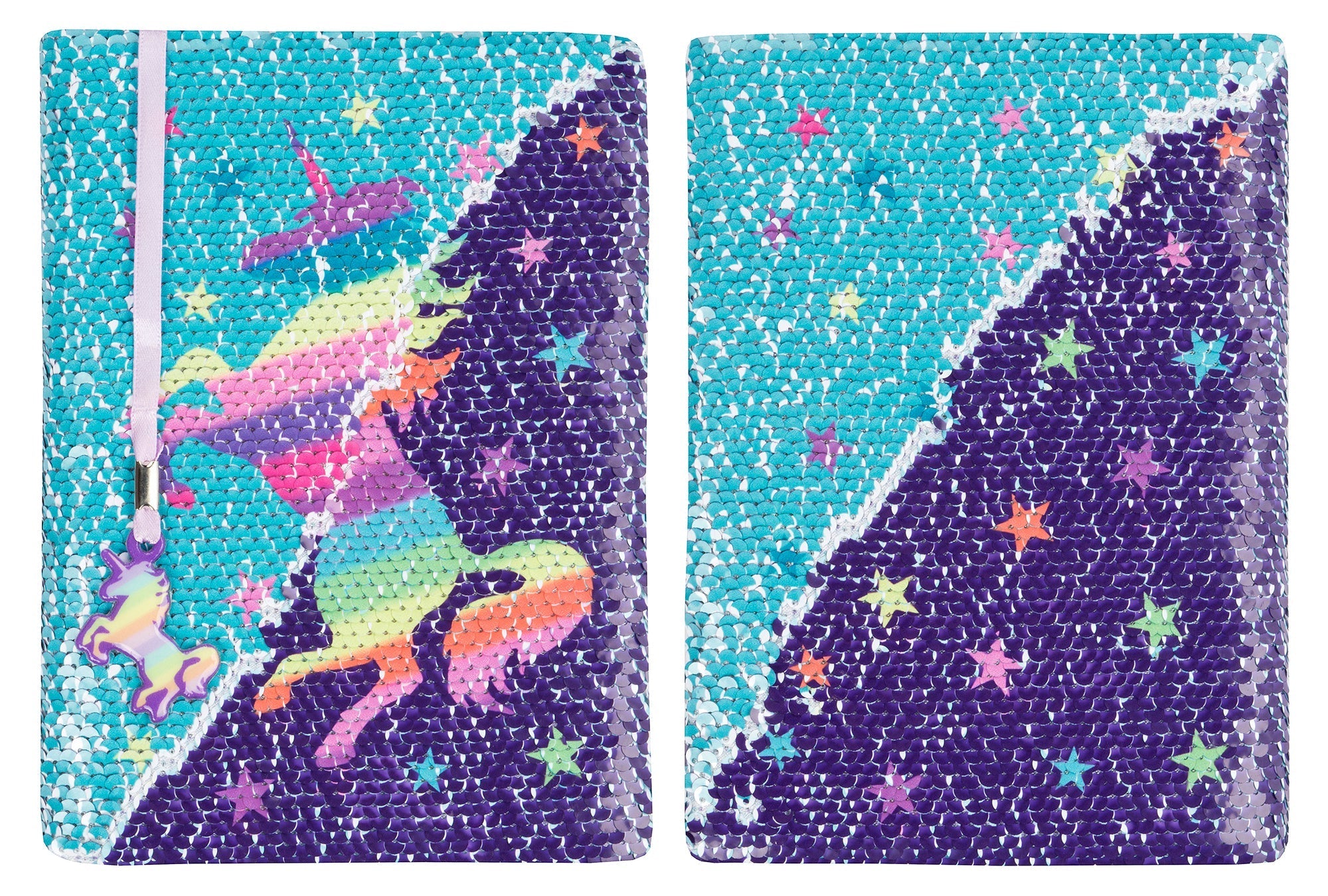 Carnet à sequins licorne arc-en-ciel