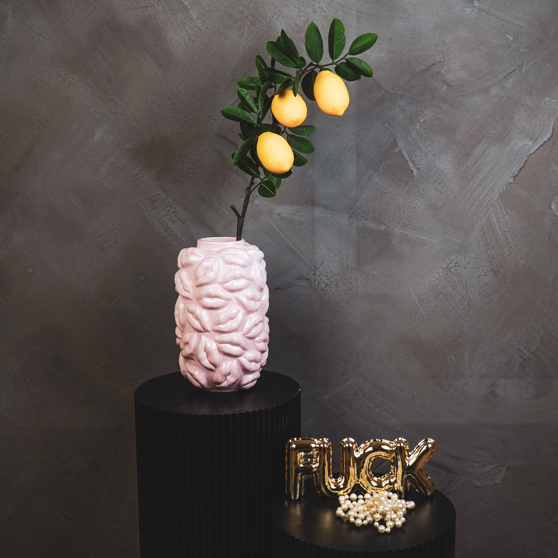 Vaso - Baci - Ceramica - Rosa chiaro - 17x17x27cm