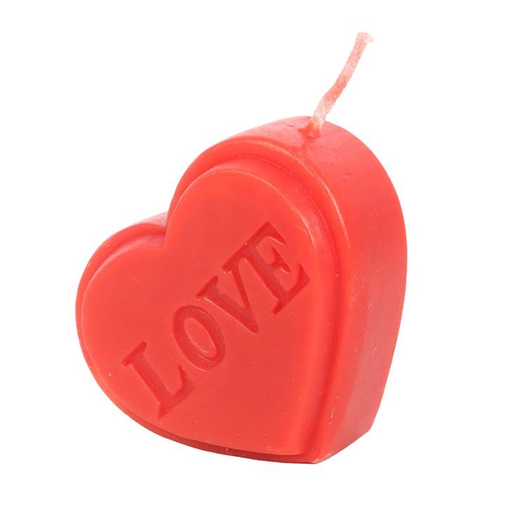 Candela di San Valentino a forma di cuore rosso