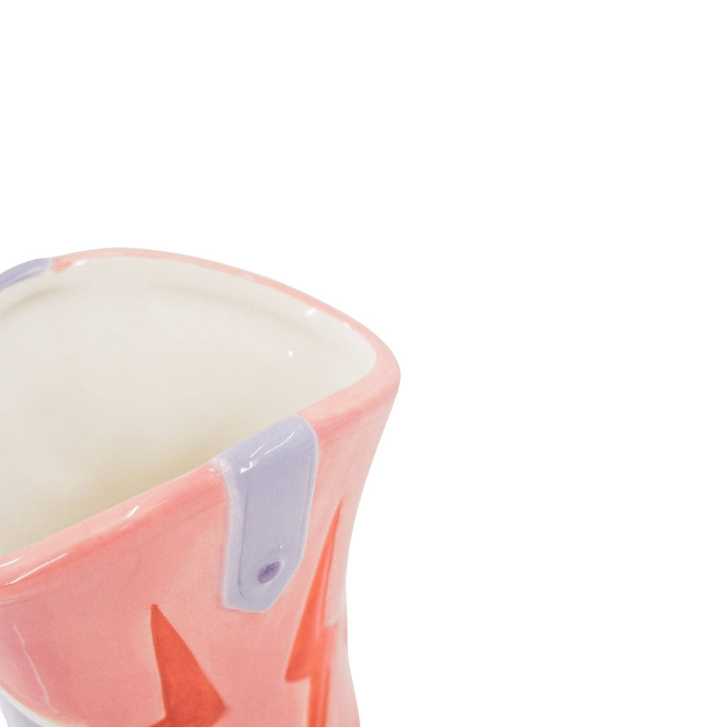 Flower vase - Boot-shaped vase - Ceramic - Pink/Lilac - 16.5x10.5x26.5cm