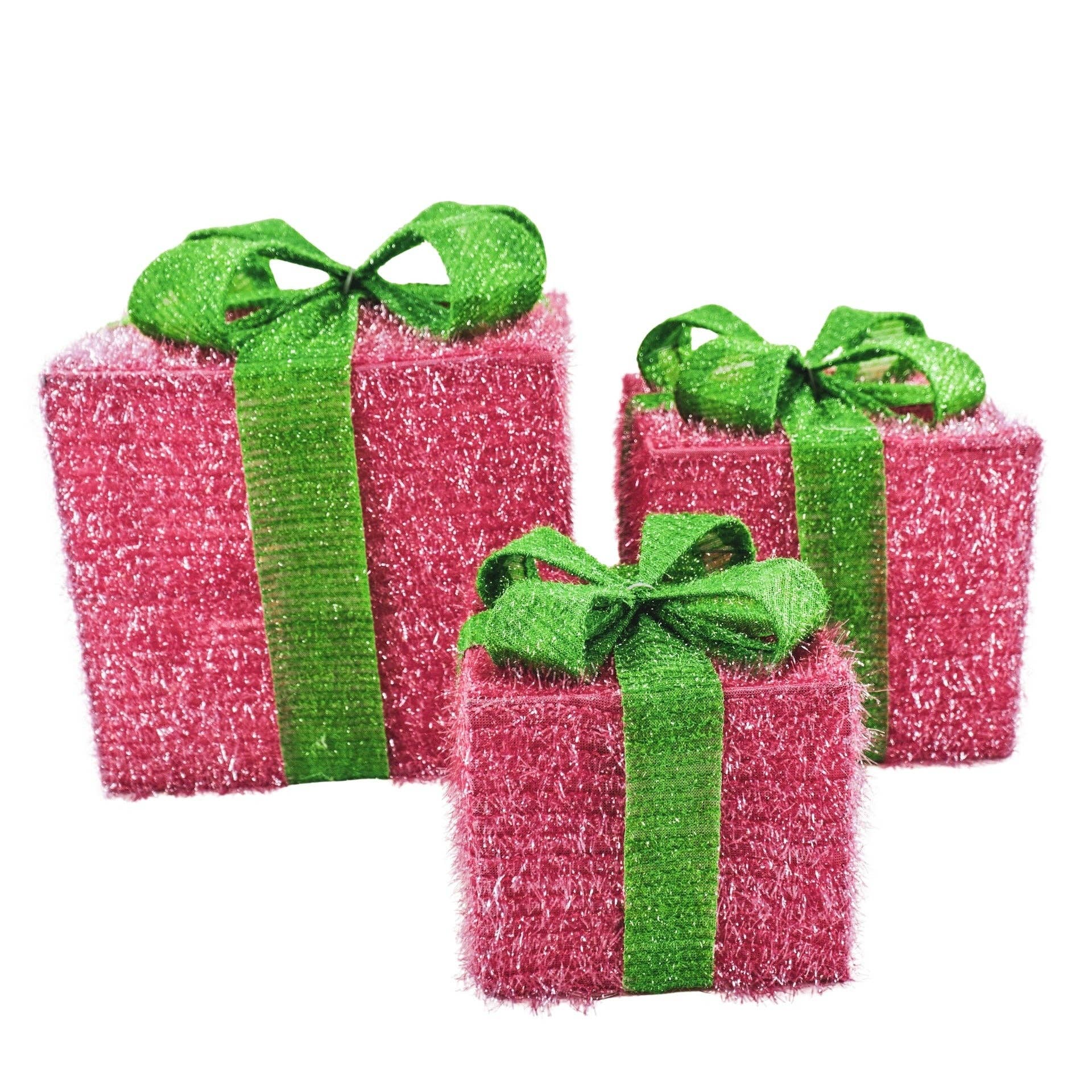 Regalo di Natale a LED - S3 - Polistirolo - Rosa/Verde - 15/20/25cm