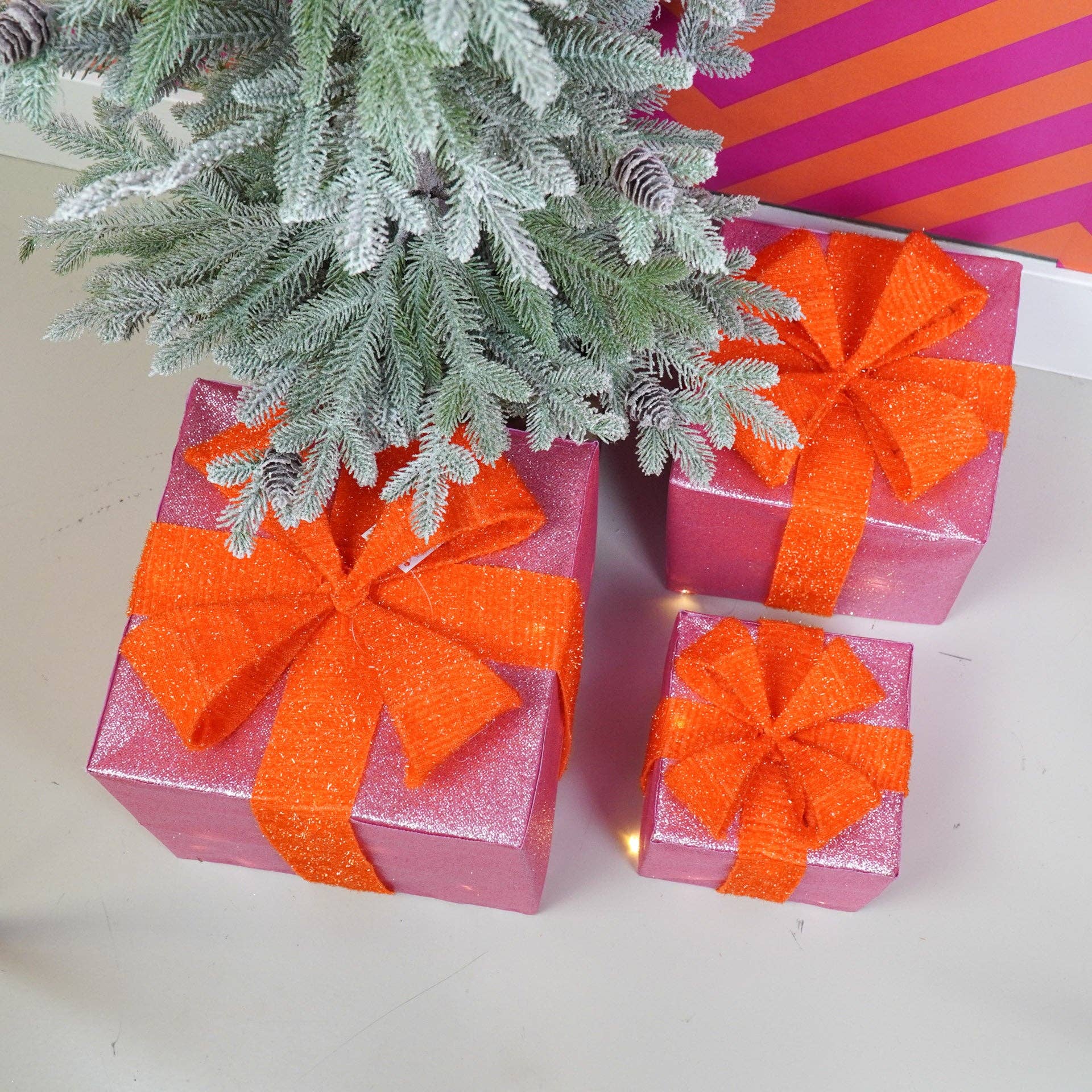 Regalo di Natale a LED - S3 - Polistirolo - Rosa/Arancione - 15/20/25cm
