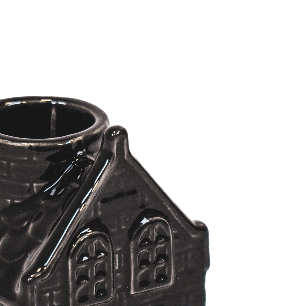 Candlestick - Home - Ceramic - Black - 6x5.5x11cm