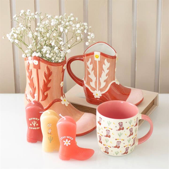 Pink Cowboy Boot Vase