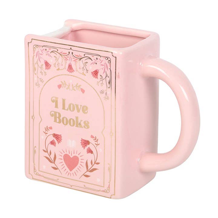 Tazza a Forma di Libro "I Love Books" Rosa