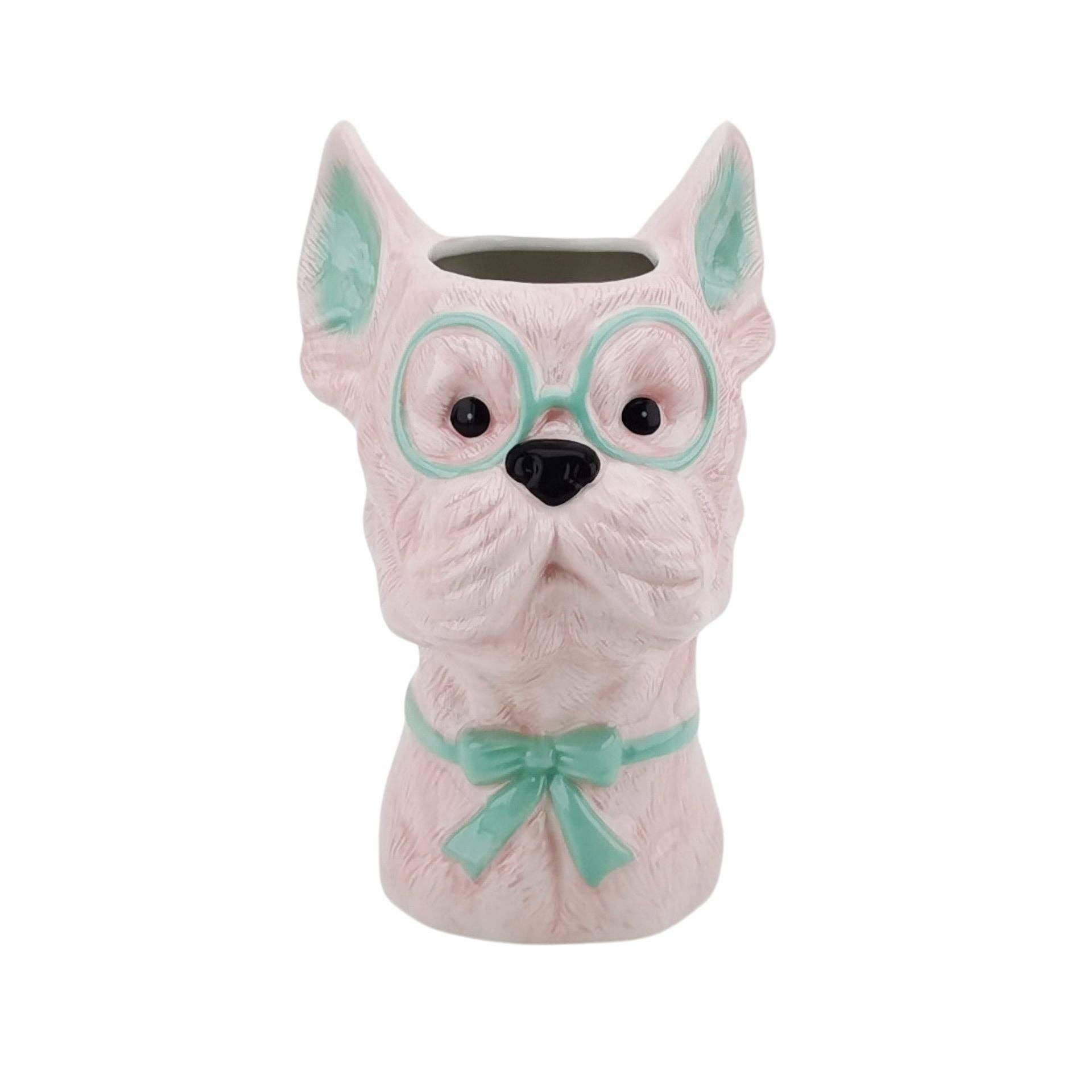Vaso - Vaso di fiori Cane - Rosa/Menta - 13,5x14,5x23cm