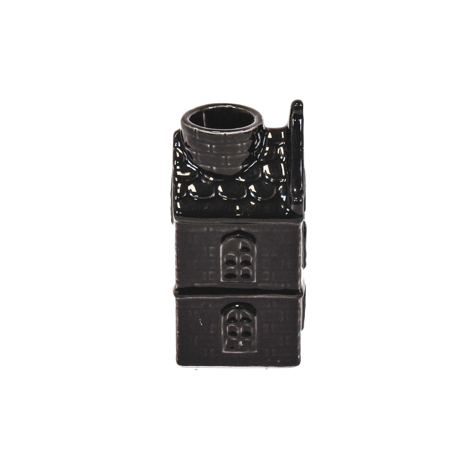 Candlestick - Home - Ceramic - Black - 6x5.5x11cm