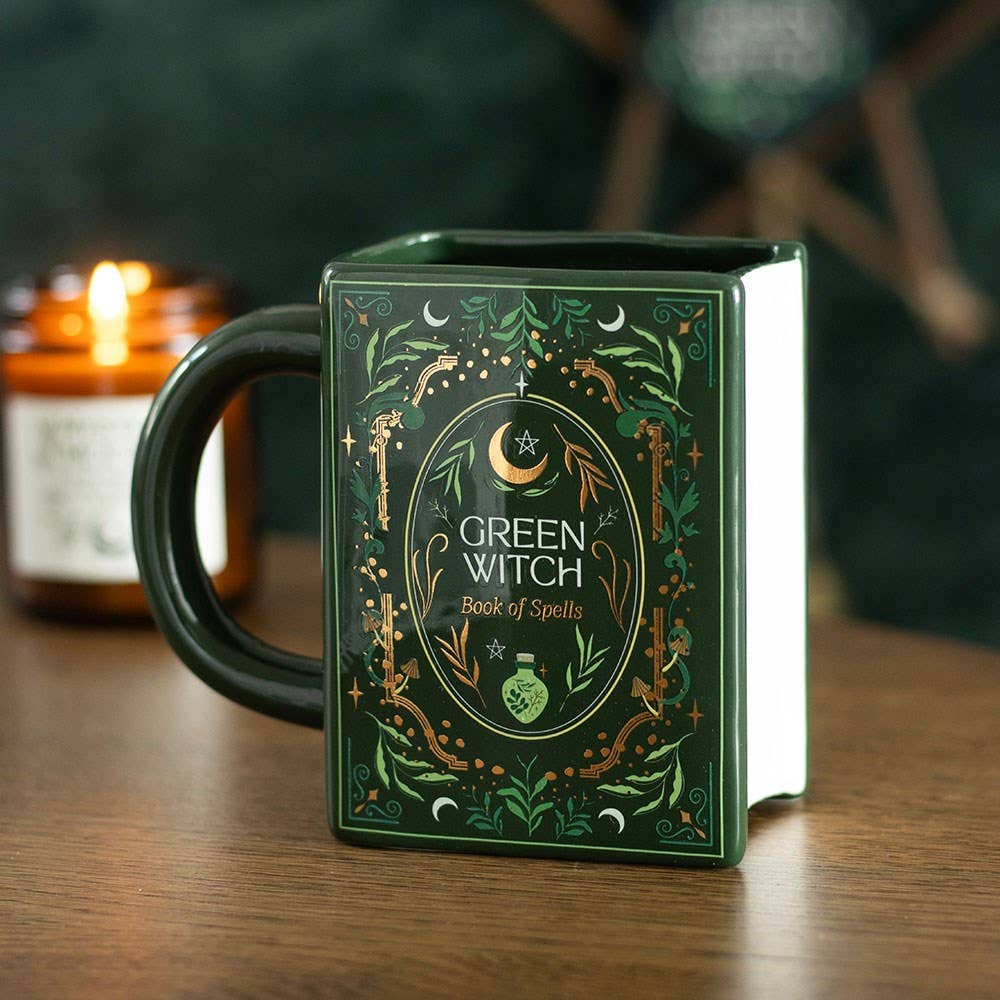Green Witch Book Mug "Book of Spells"