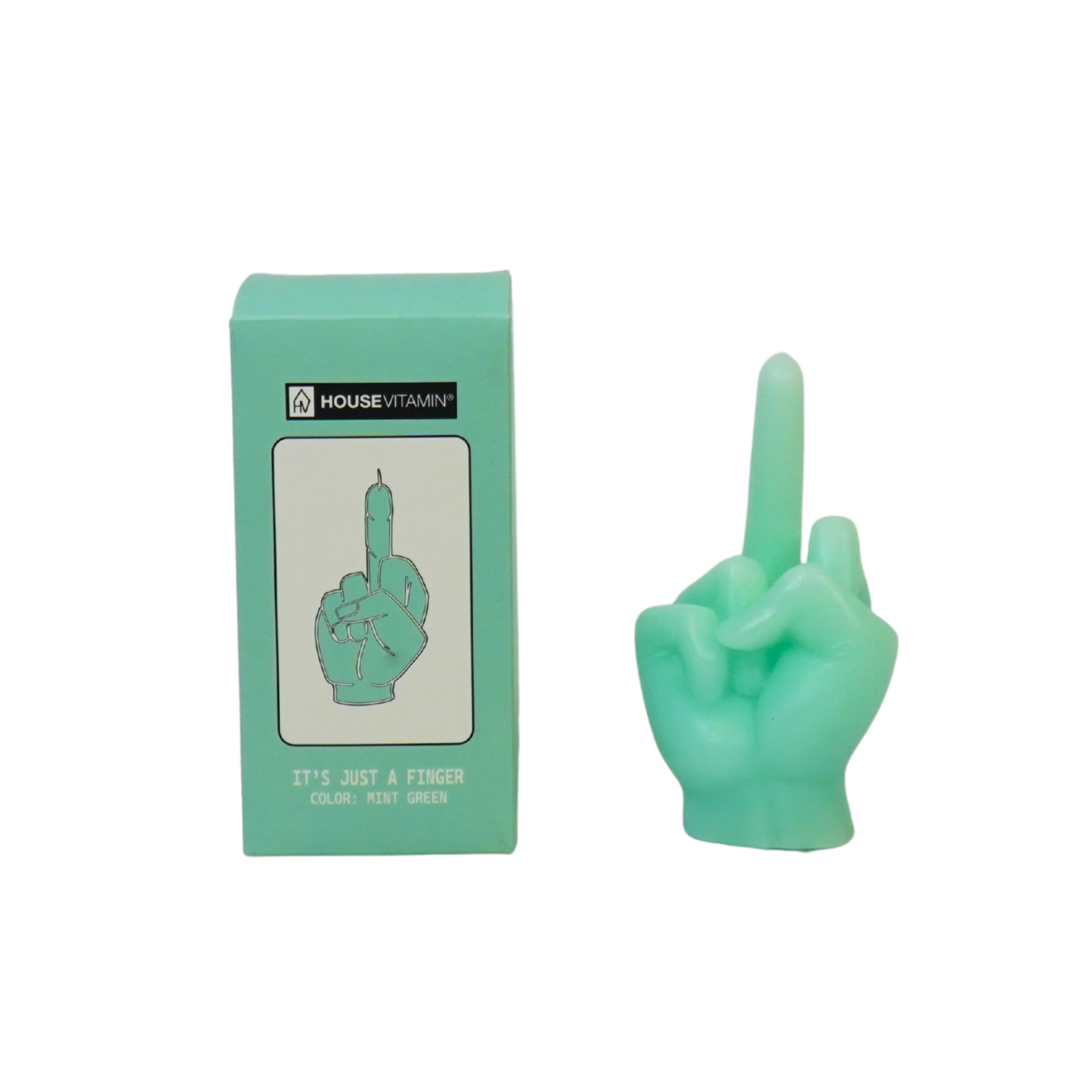 Candle - Middle Finger - Wax - Mint - 310 grams - 10x9x17 cm