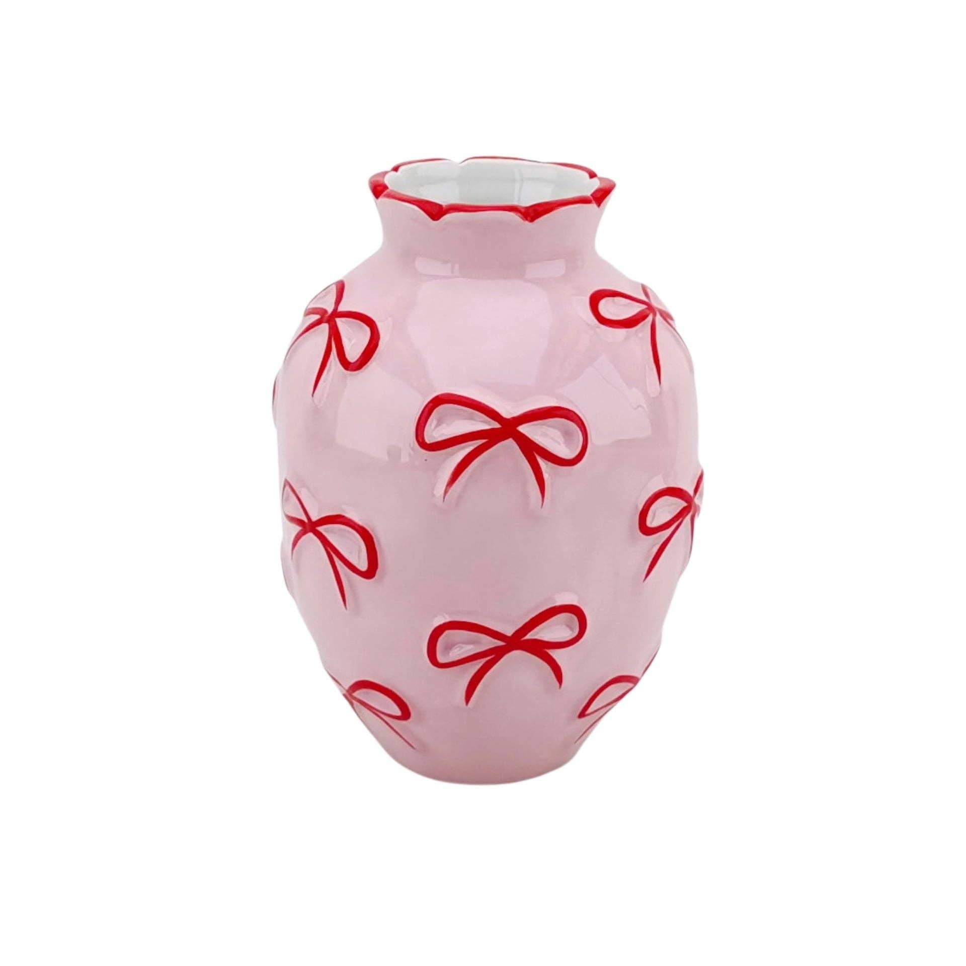Vaso - Vaso per fiori Rubans - Rosa chiaro/Rosso - 13,5x13,5x19cm