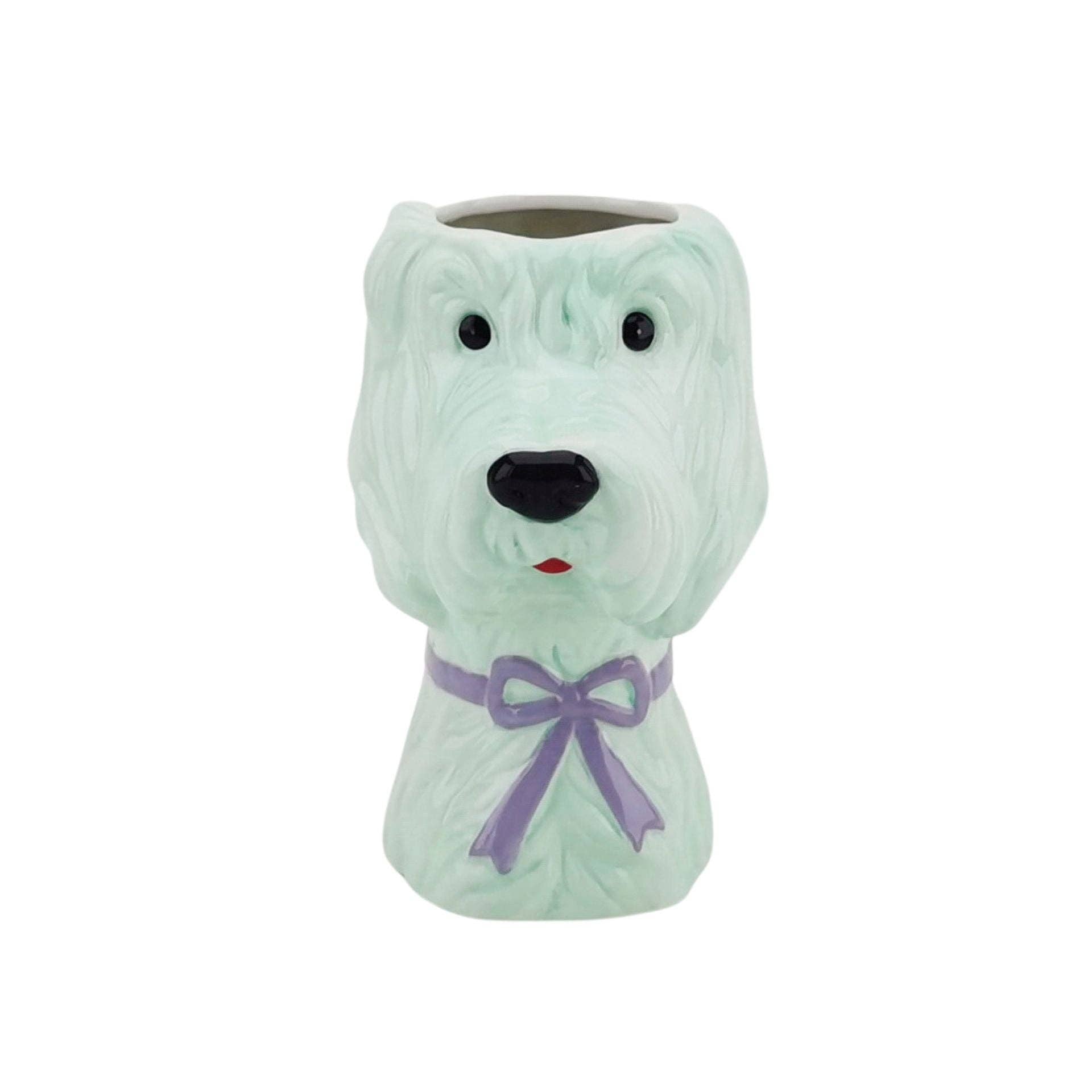 Vaso - Vaso per fiori Cane - Menta/Lilla - 13x14x21cm