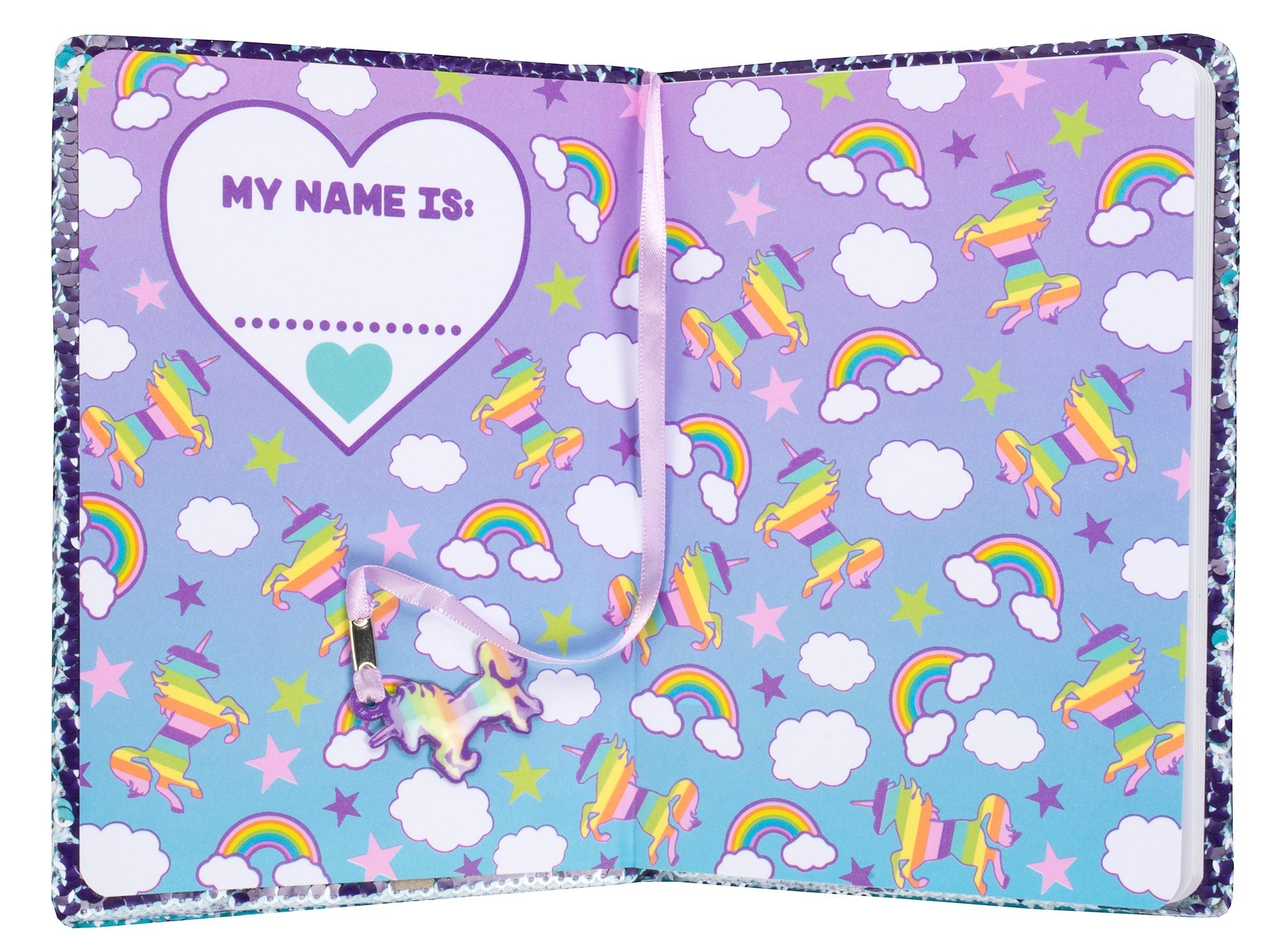Carnet à sequins licorne arc-en-ciel