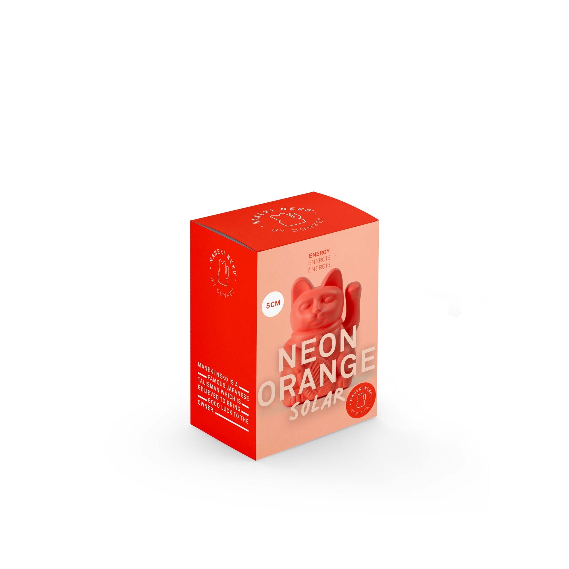 Mini Gatto Portafortuna Solare Arancione Neon