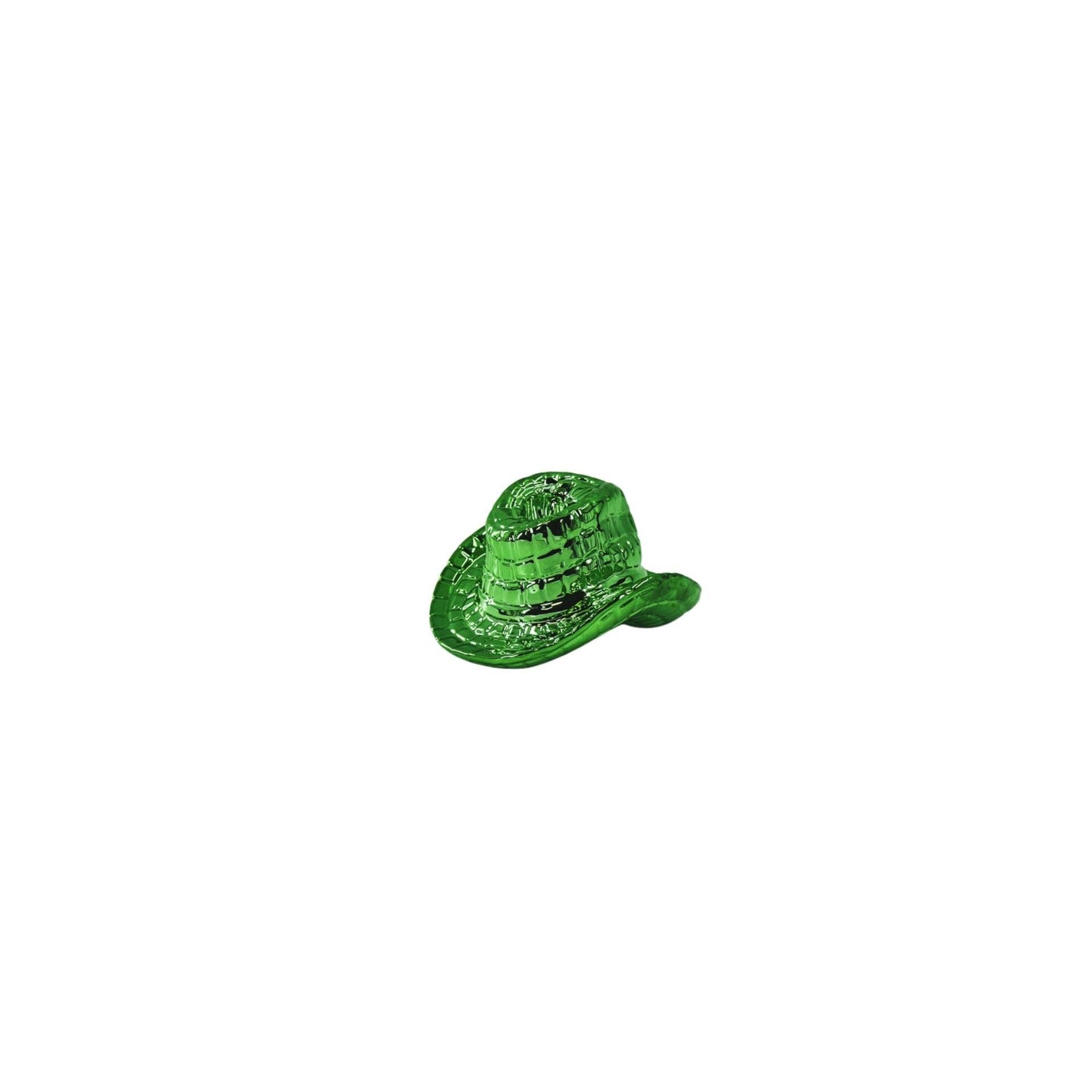 Candle holder - Cowboy hat - Green - 13.5x11x7 cm