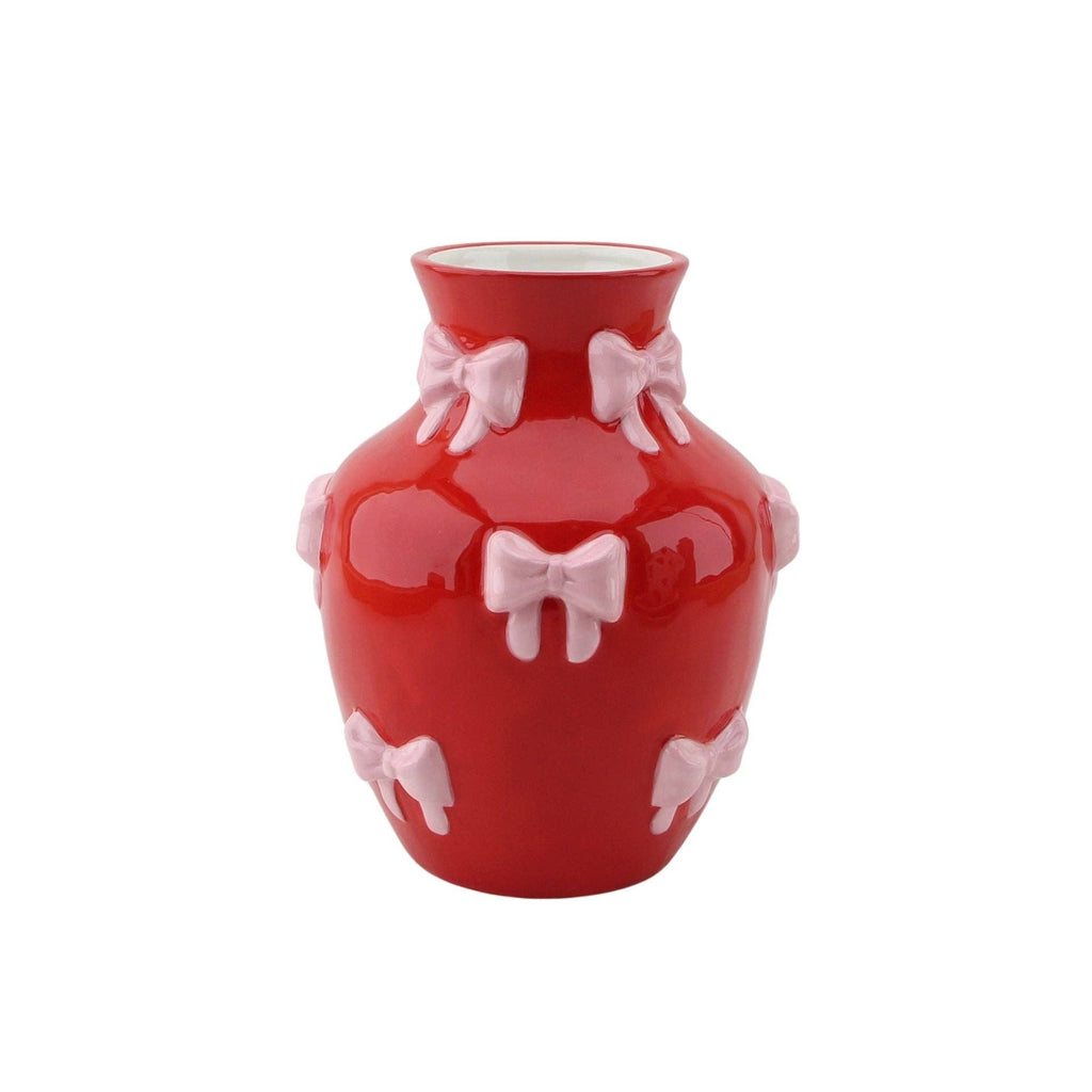 Vaso - Vaso per fiori Nastri - Rosso/Rosa - 14x14x19cm
