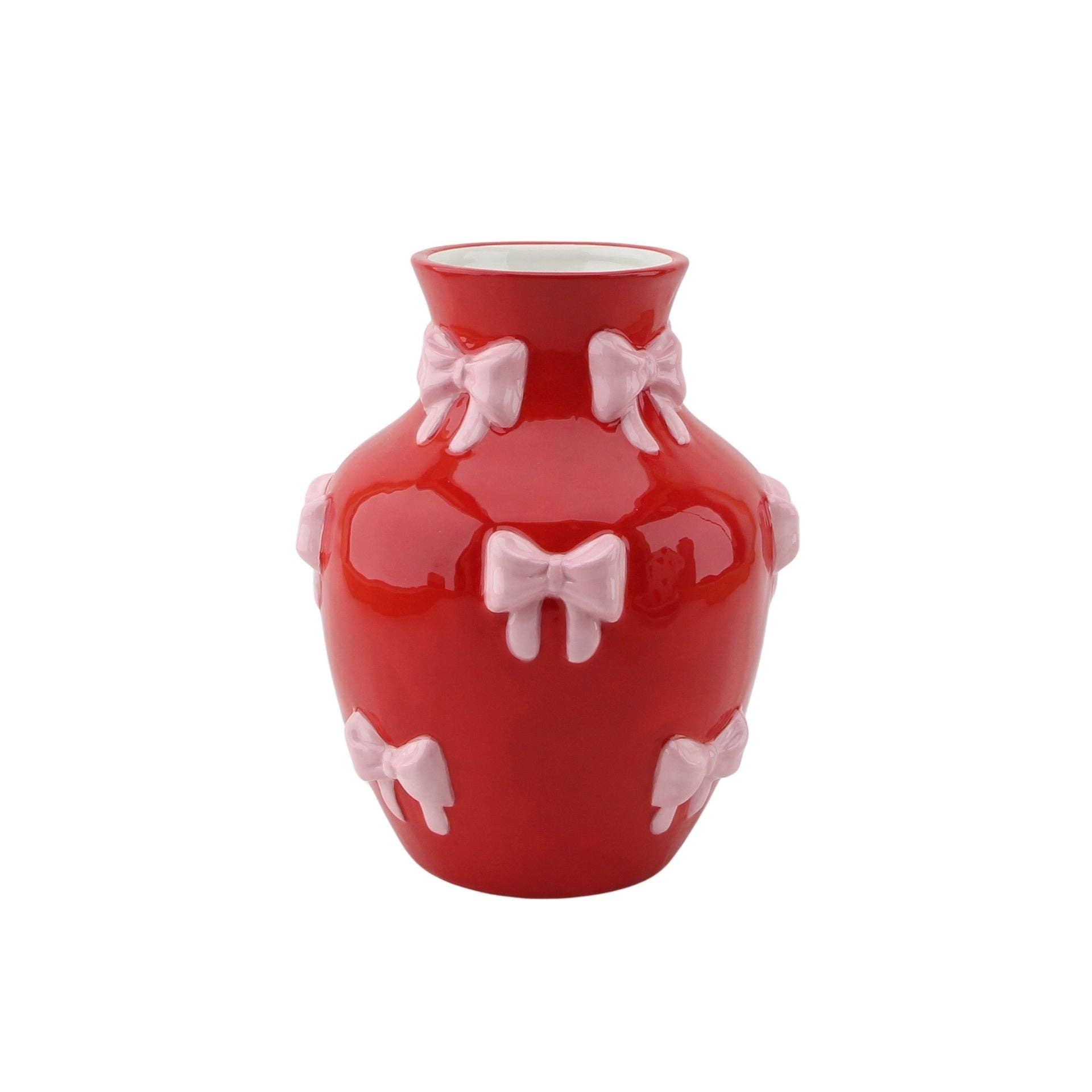Vaso - Vaso per fiori Nastri - Rosso/Rosa - 14x14x19cm
