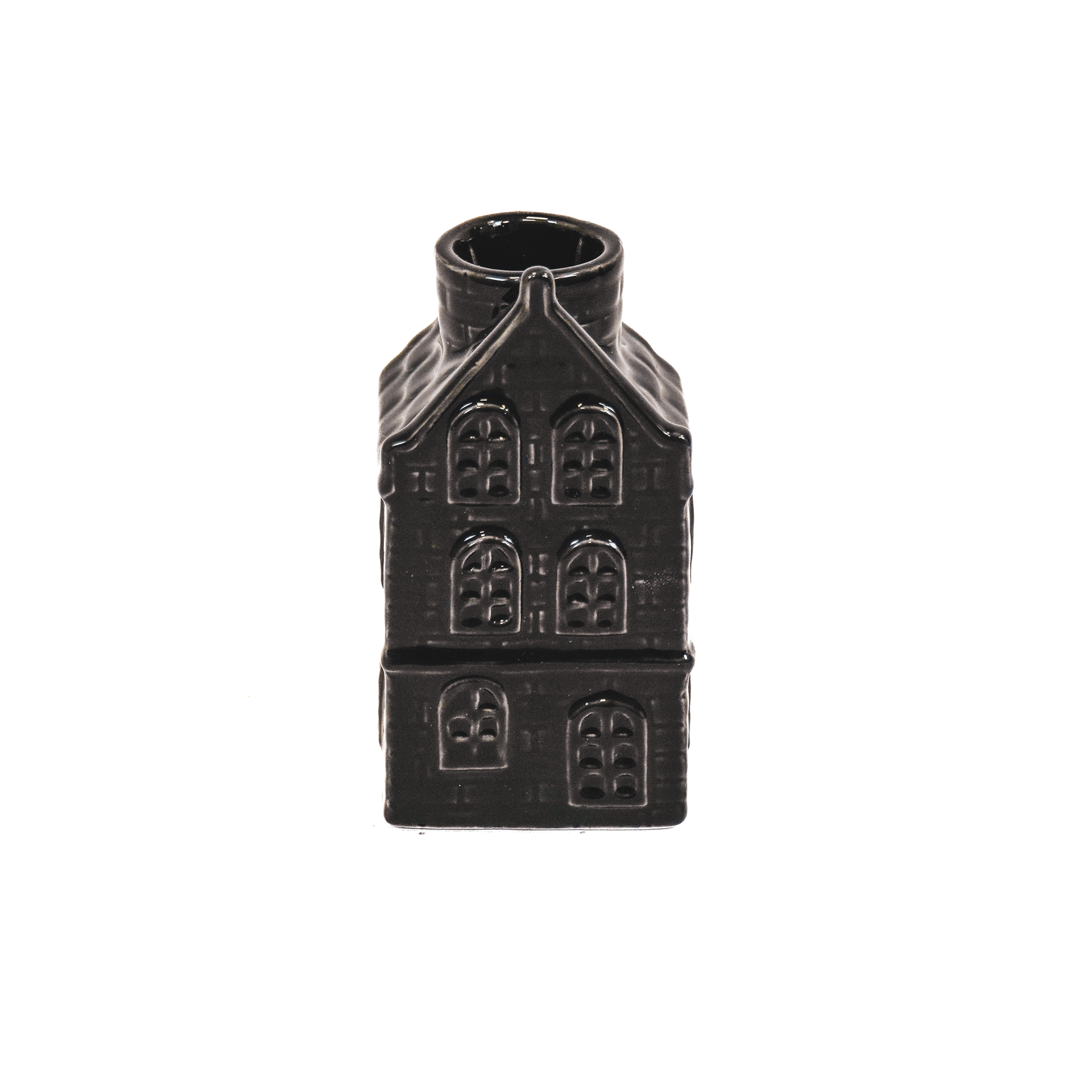 Candlestick - Home - Ceramic - Black - 6x5.5x11cm