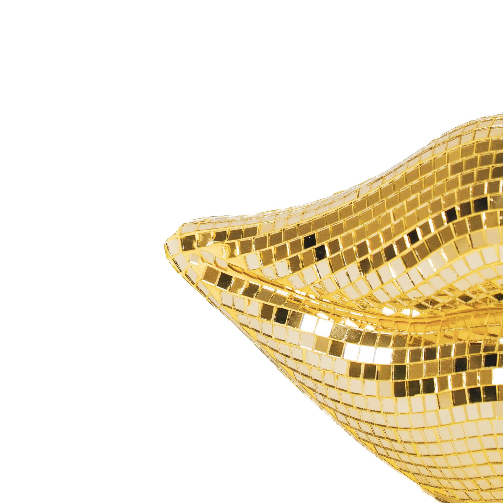 Ornamento - Disco - Labbra - Vetro - Oro - 29x10x13,5cm