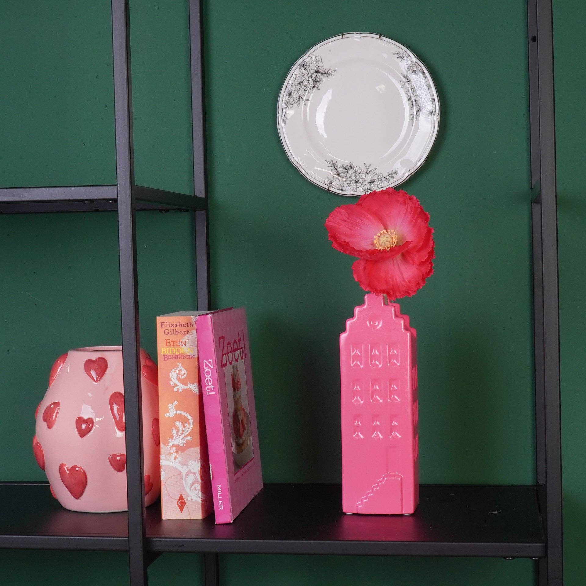 Vaso di fiori - Vaso decorativo - Ceramica - Rosa neon - 7,5x6x23 cm