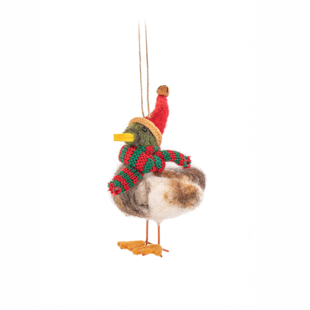 Décoration à suspendre Canard avec chapeau et écharpe de Noël