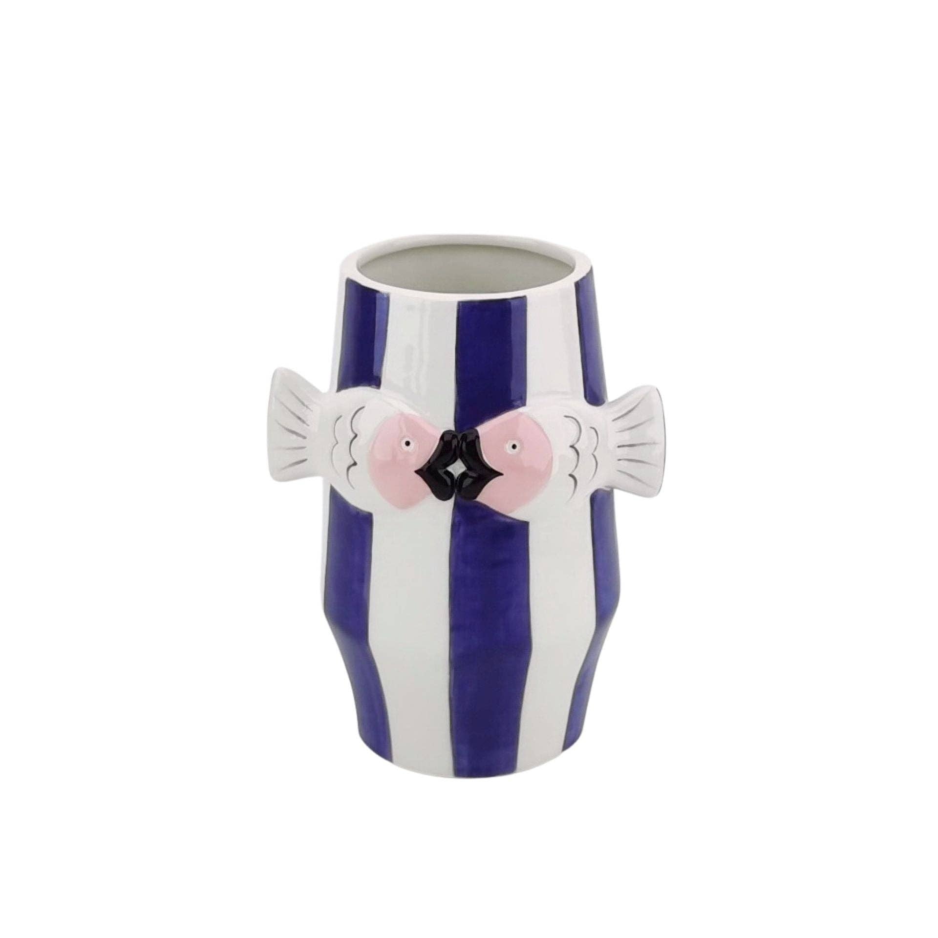 Vase - Fish Flower Vase - Blue/White/Pink - 14x11.5x18.5cm