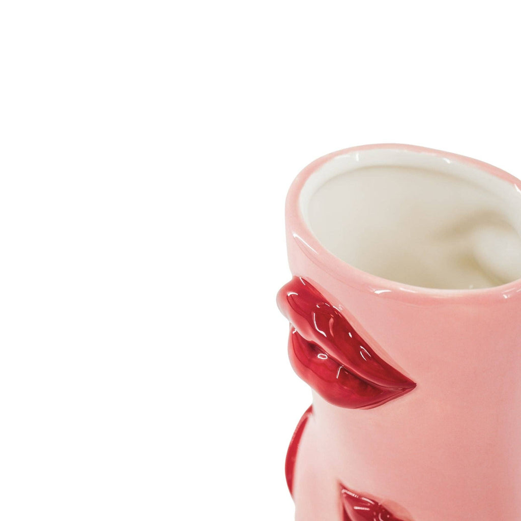 Vaso Stivale con Labbra - Rosa/Rosso