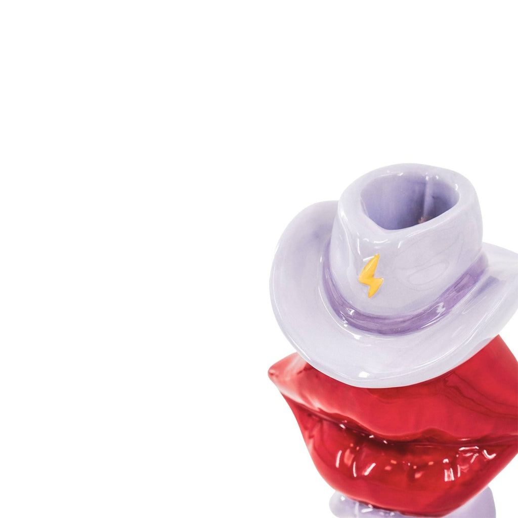 Portacandele - Stivale / Labbro / Cappello - Rosa / Rosso / Lilla - 10x8x20 cm