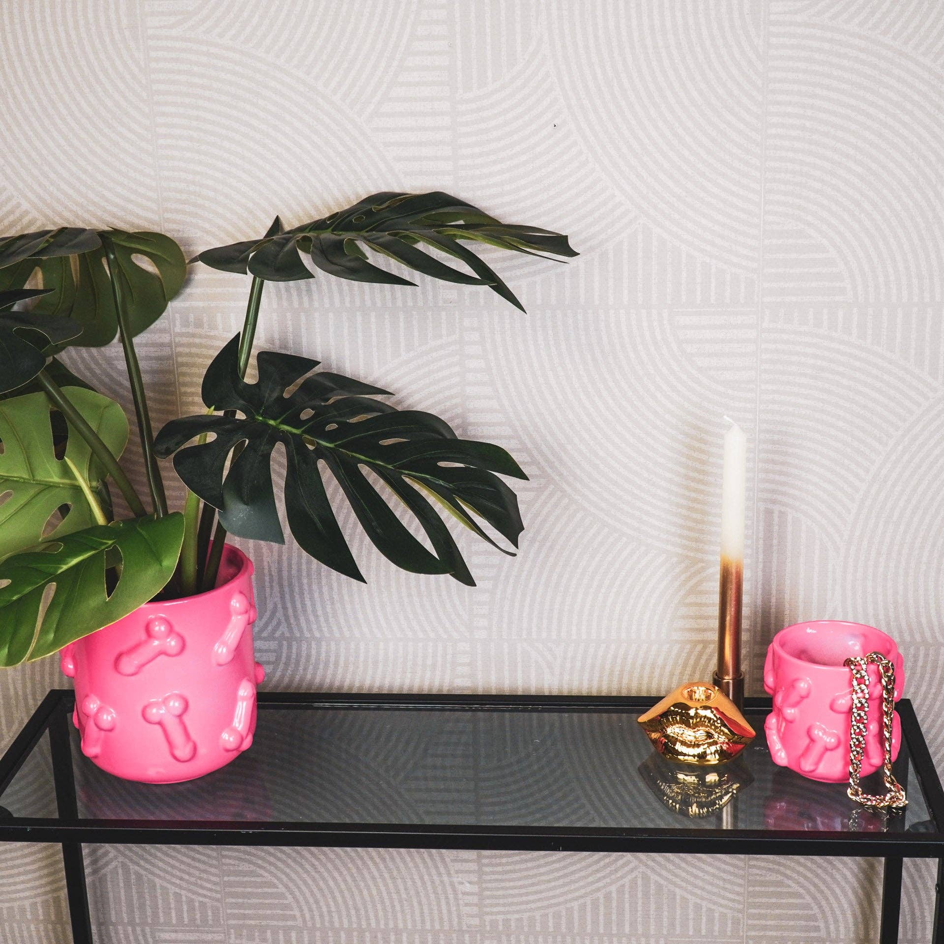 Vaso - Pene - Ceramica - Rosa - 11x11x11,5cm
