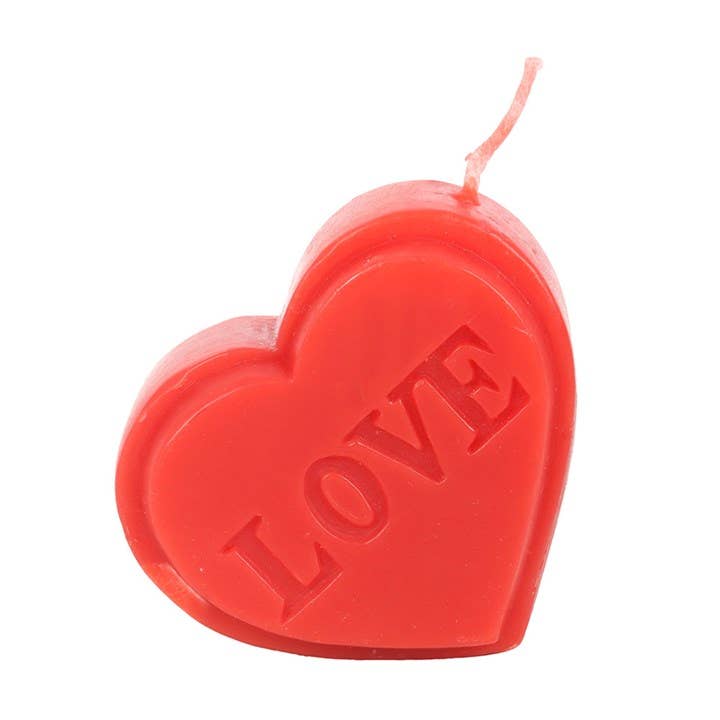 Candela di San Valentino a forma di cuore rosso
