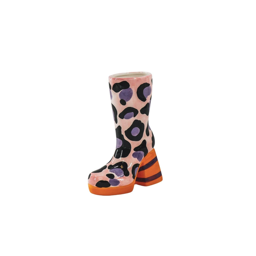 Vaso Stivale Stampa Leopardata - Rosa/Arancio