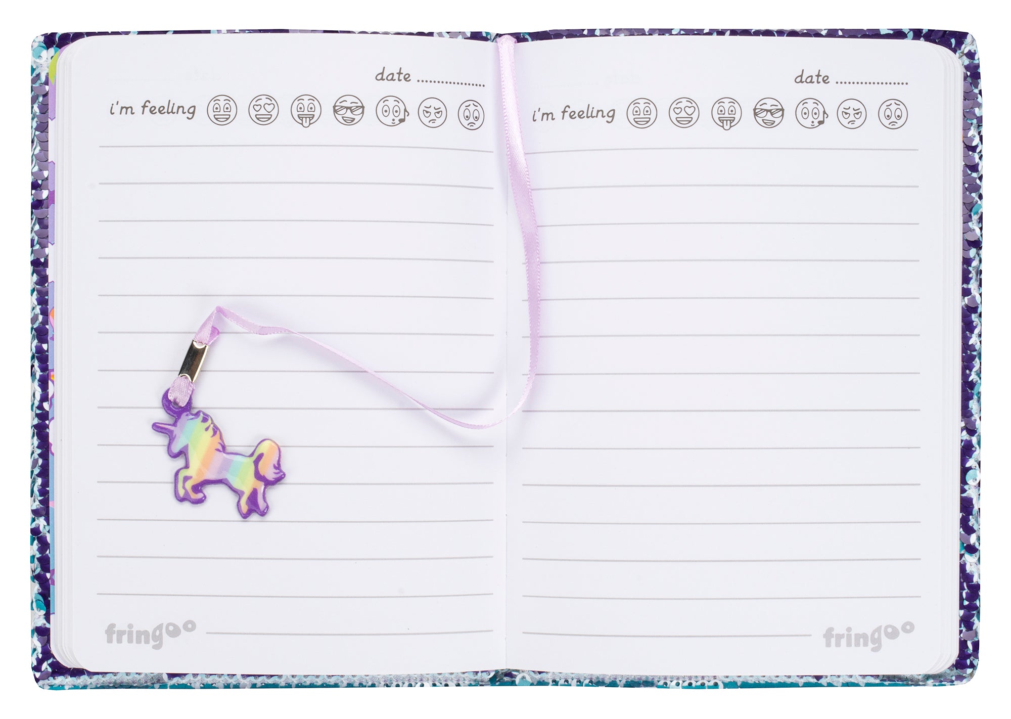 Carnet à sequins licorne arc-en-ciel
