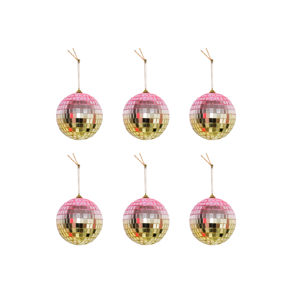 Boule de Noël Disco Rose/or - 6-Pack