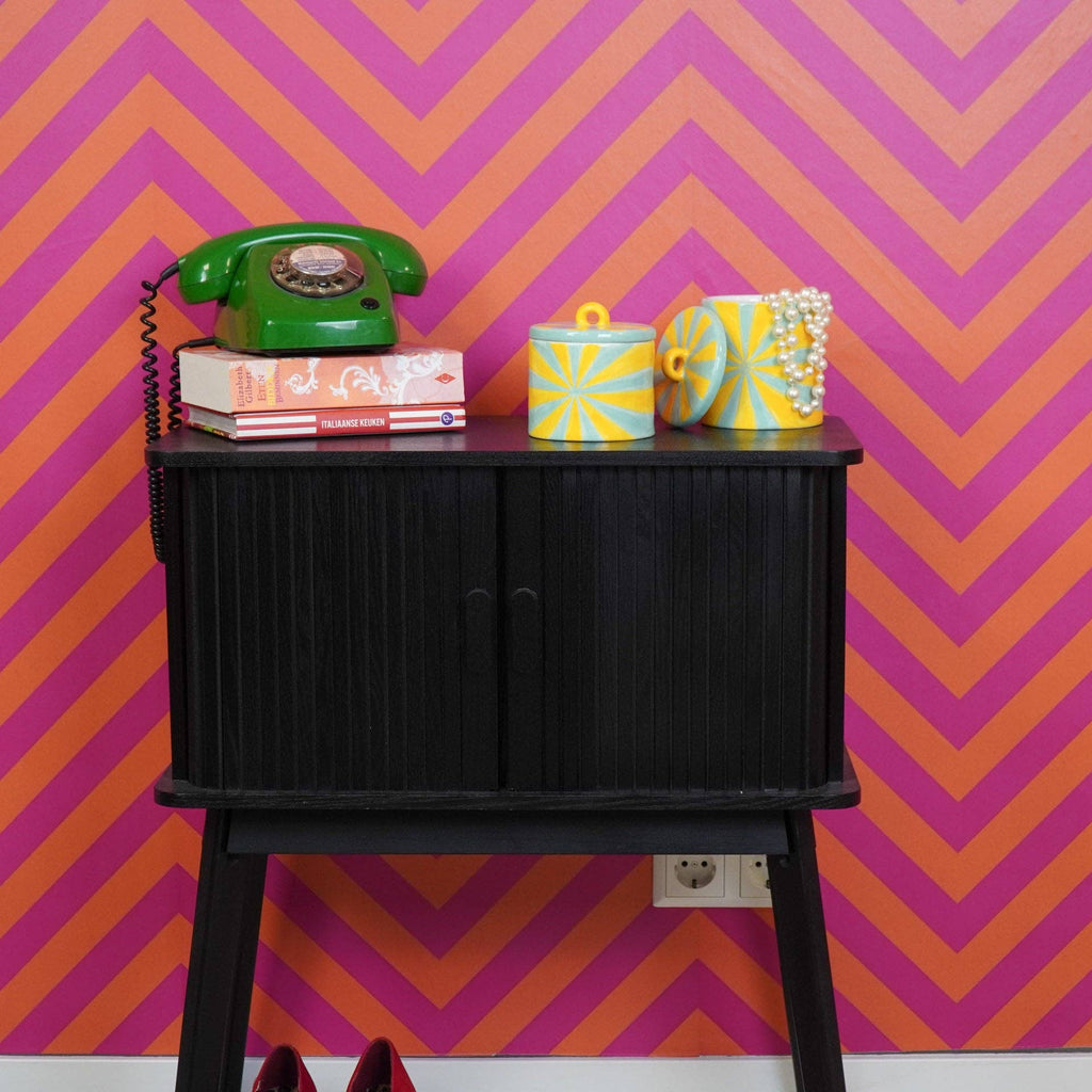 Decorative pot - Swirl - Dolomite - Yellow/Mint - 11x11x11.5cm