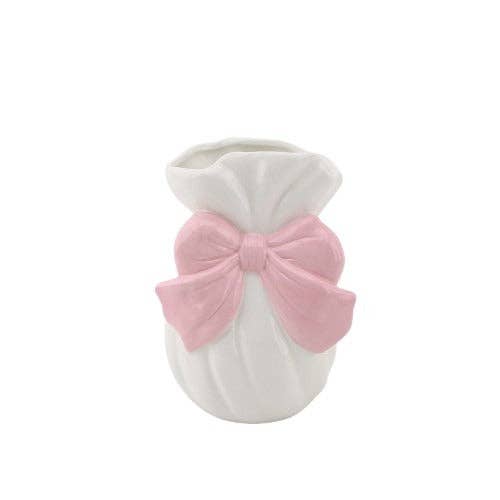 Vaso - Ciotola - Dolomite - Bianco/Rosa - 11x10x16cm