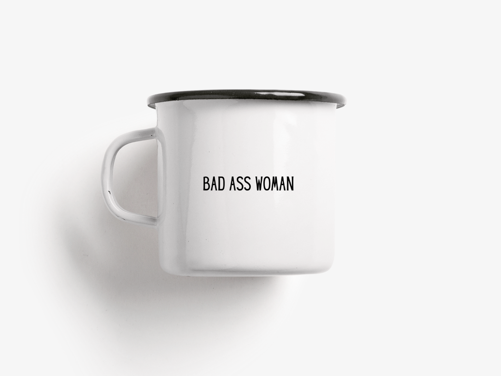 "Bad Ass Woman" Enamel Mug