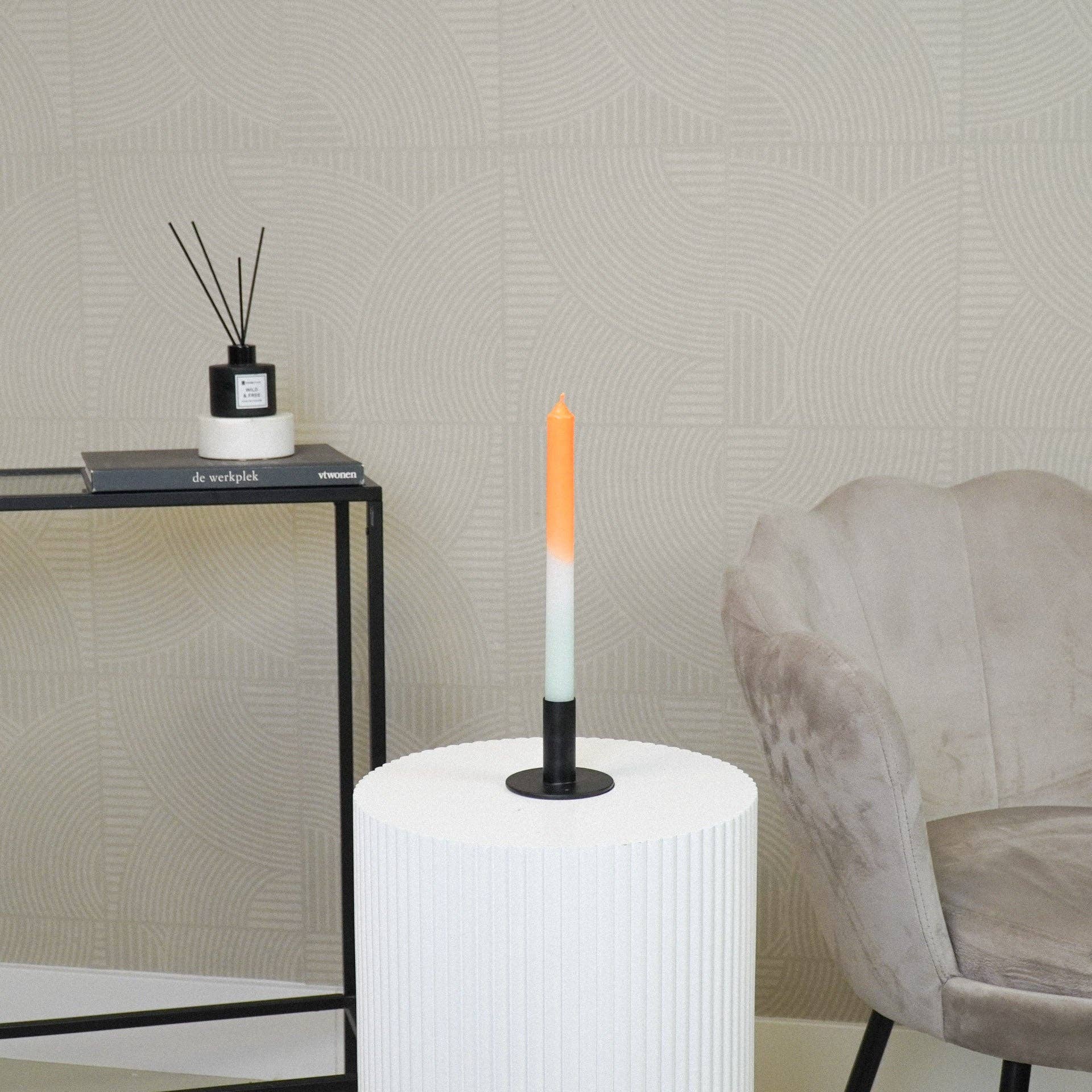 Candelabro - Base - Metallo - Nero - 8x8x6,5cm