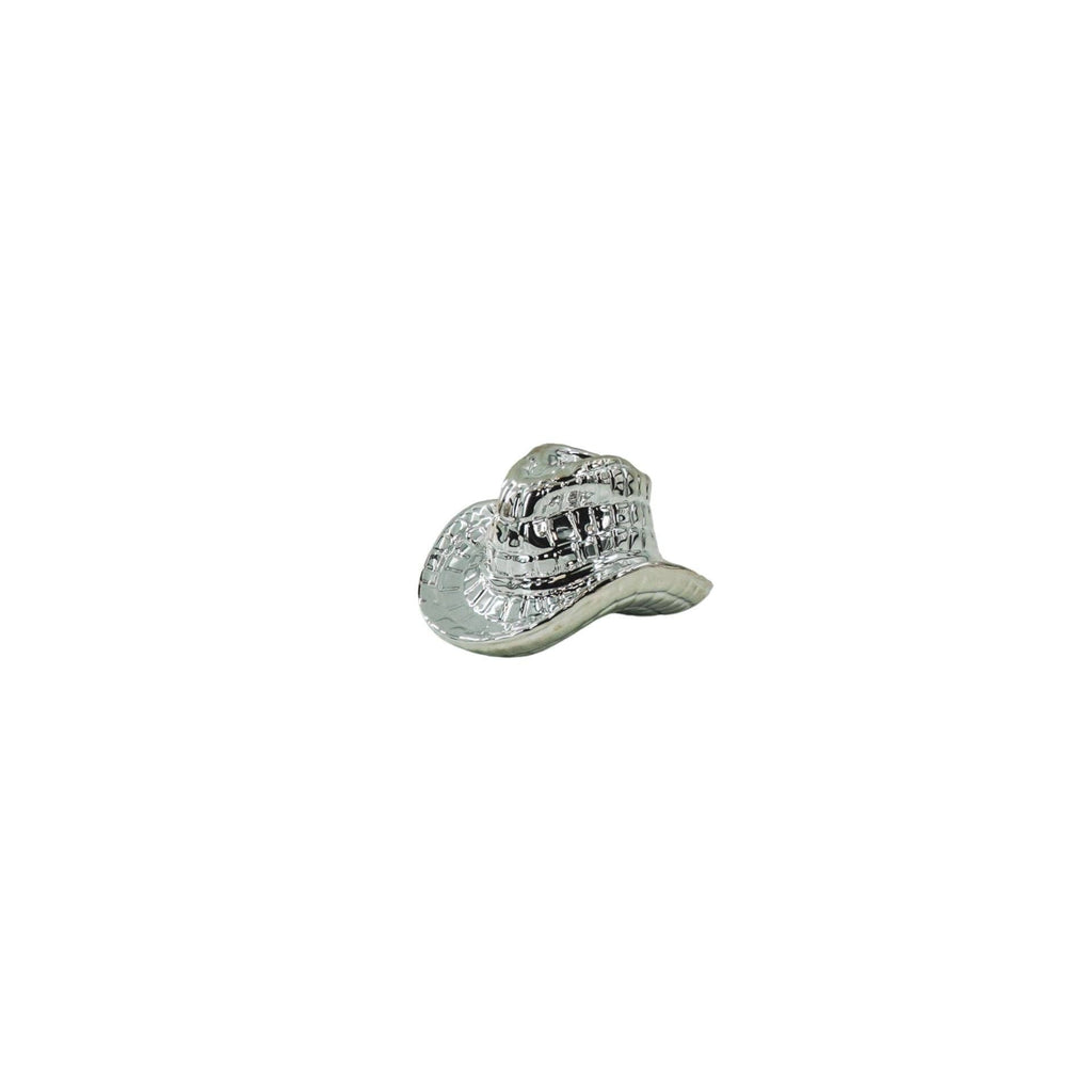 Candelabro - Cappello da Cowboy - Ceramica - Argento - 13,5x11x7 cm