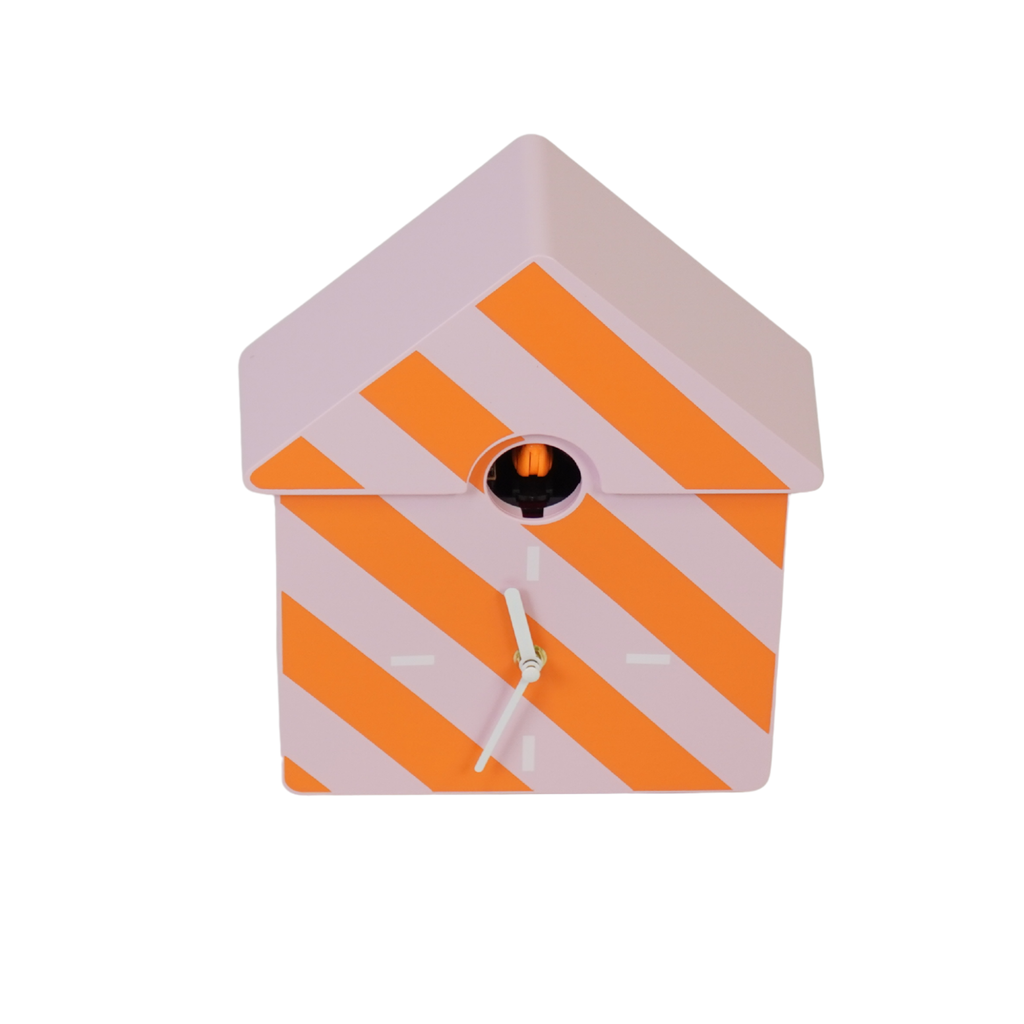 Orologio - Orologio a cucù da parete - Motivo - Arancione/Rosa - 24x27x9cm