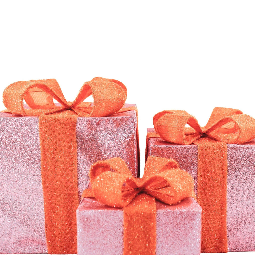 Regalo di Natale a LED - S3 - Polistirolo - Rosa/Arancione - 15/20/25cm