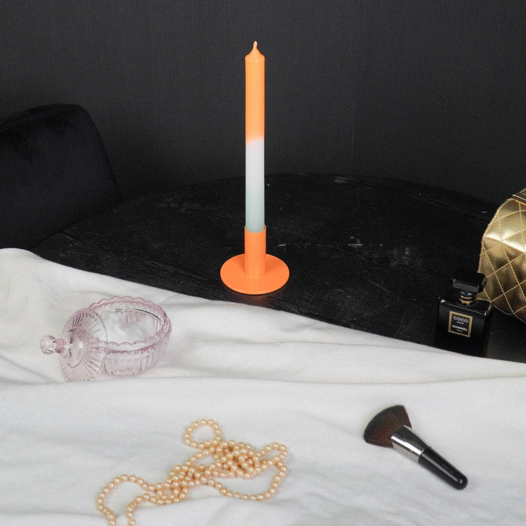 Candelabro - Base - Metallo - Arancione - 8x8x6,5cm